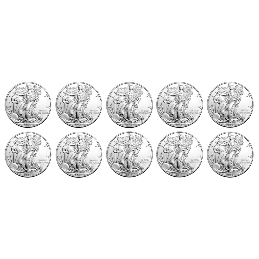 2011 Count of 10 - 2011 American Silver Eagles .999 Silver Brilliant Uncirculated
