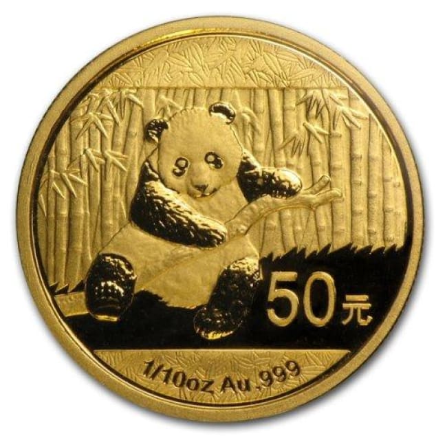 2014 China Panda Bear 1/10 oz .9999 pure Gold Coin.