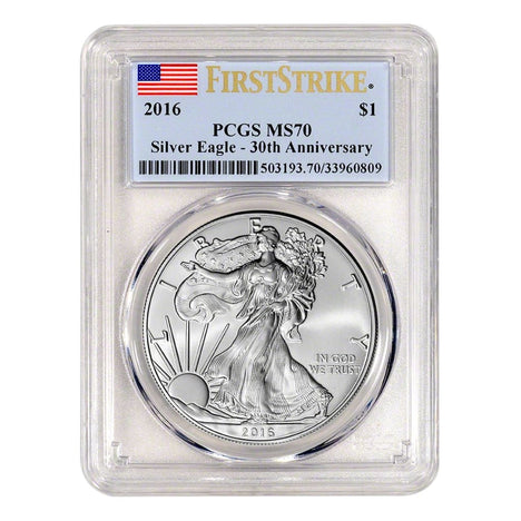 2016 $1 American Silver Eagle MS70 PCGS - First Strike