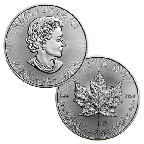 2016 $5 Canadian Maple Leaf - 1 Troy Ounce .9999 Silver BU