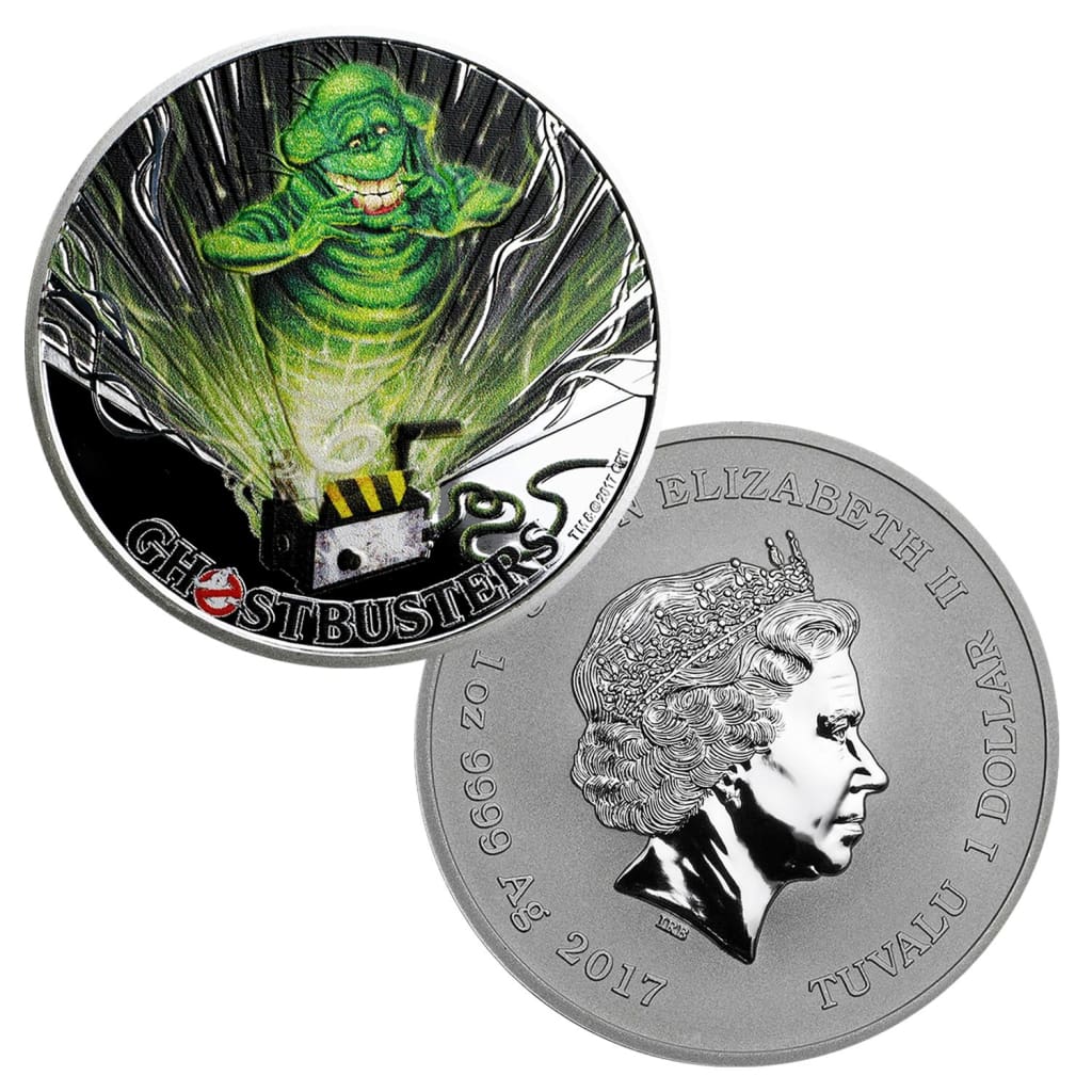 2017 Tuvalu 1 oz .999 Silver Ghostbusters Slimer Colorized with Box