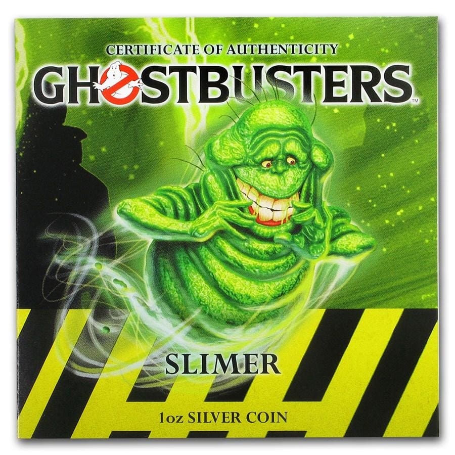 2017 Tuvalu 1 oz .999 Silver Ghostbusters Slimer Colorized with Box