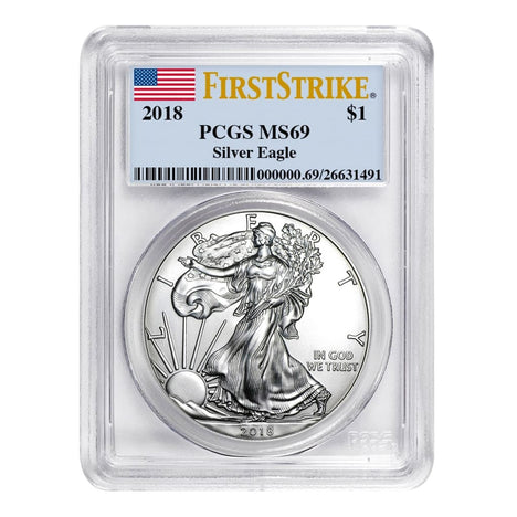 2018 $1 American Silver Eagle MS69 PCGS - First Strike