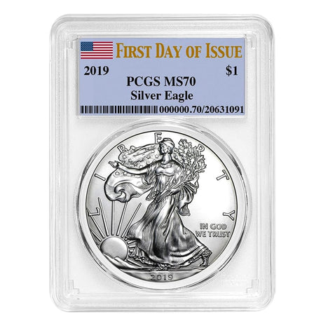 2019 $1 American Silver Eagle MS70 PCGS - First Day of Issue