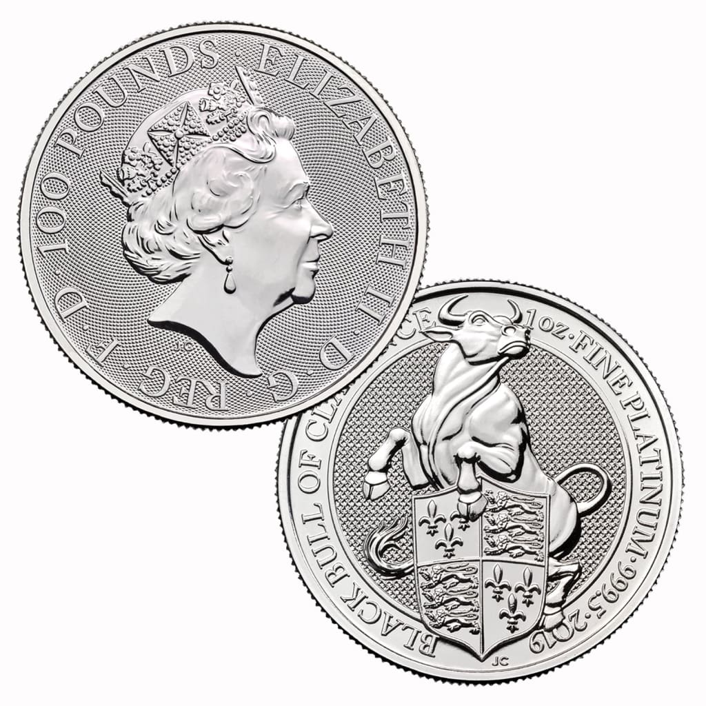 2019 Great Britain £100 1oz .9995 Platinum Britannia Queens Beasts The Bull