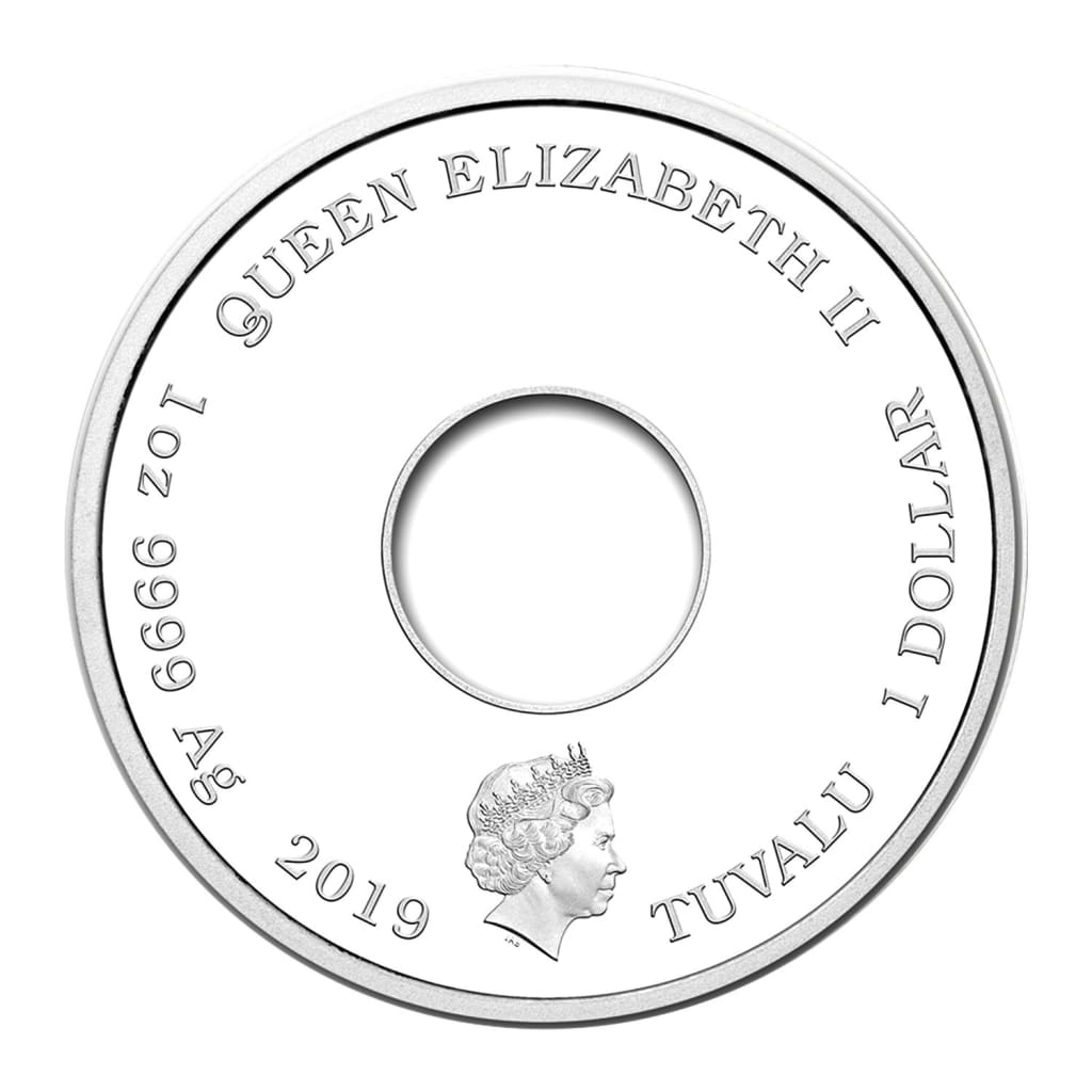 2019 Tuvalu $1 - 1 oz .9999 Silver The Simpsons Colorized Donut Proof