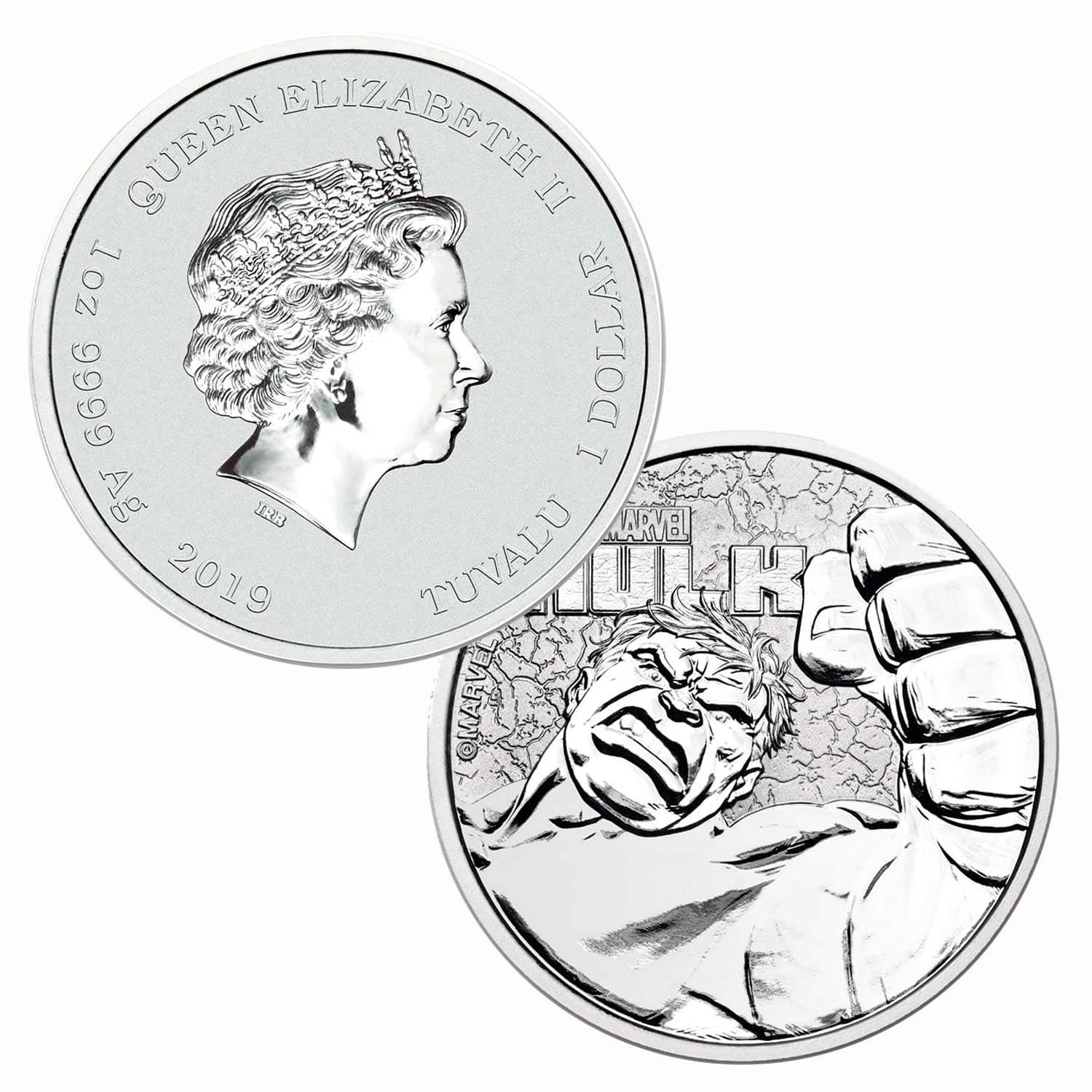 2019 Tuvalu $1 - 1 oz .9999 Silver Marvel Series Hulk BU