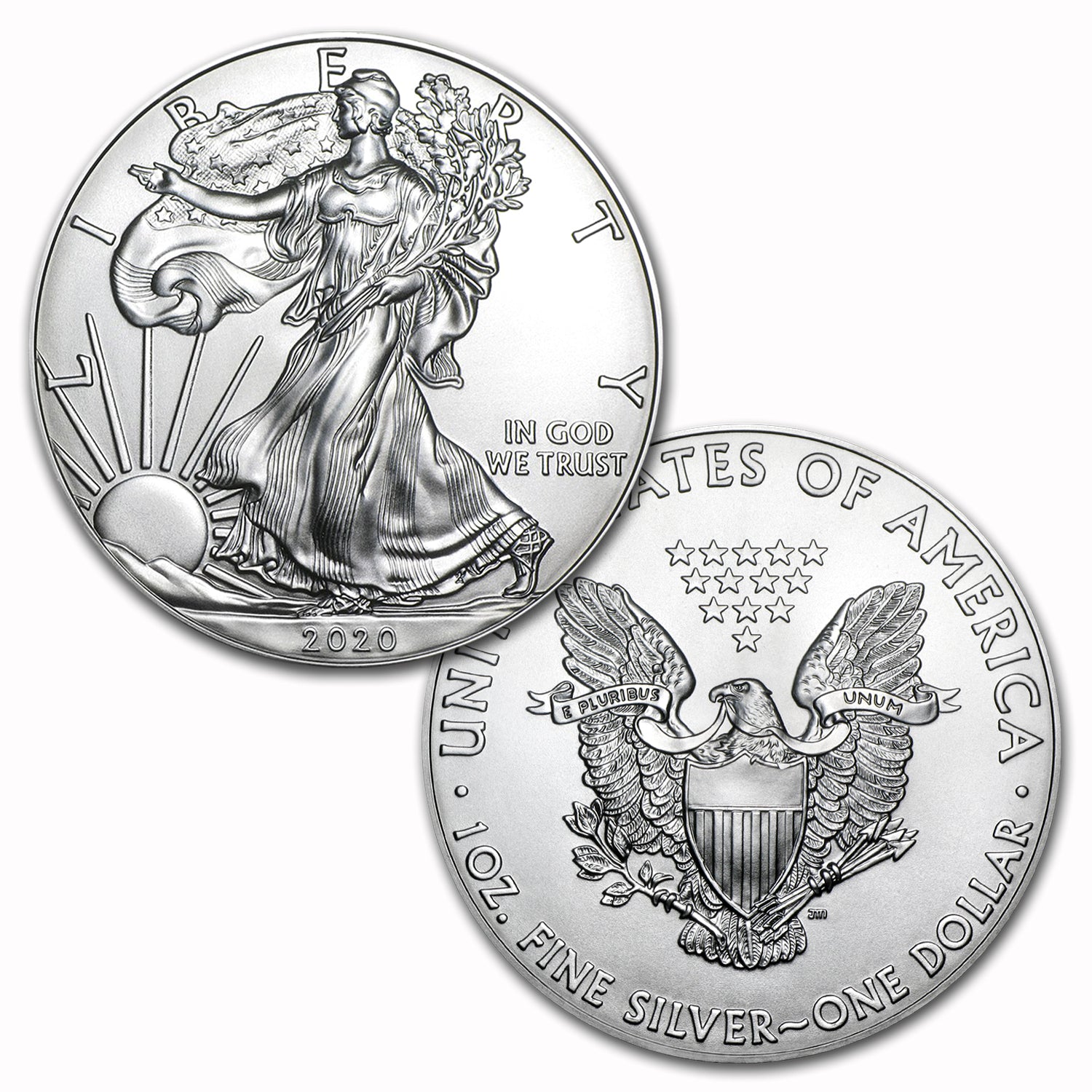 2020 $1 American Silver Eagle Coin In US Mint Gift Box