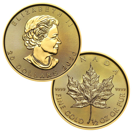 2020 $20 Canada 1/2 oz Gold Maple Leaf Brilliant Uncirculated BU