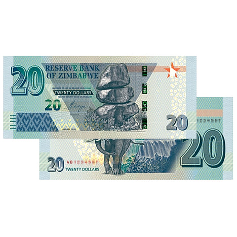 2020 - $20 Zimbabwe Banknote Bearer - Uncirculated - Active Currency