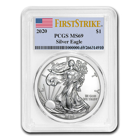 2020 $1 American Silver Eagle MS69 PCGS - First Strike
