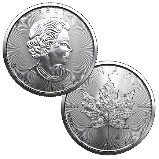 $5 Canadian Maple Leaf - 1 Troy Ounce .9999 Silver BU - Random Date