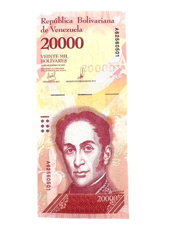 20,000 Bolivars Dated 2017 UNC Obv