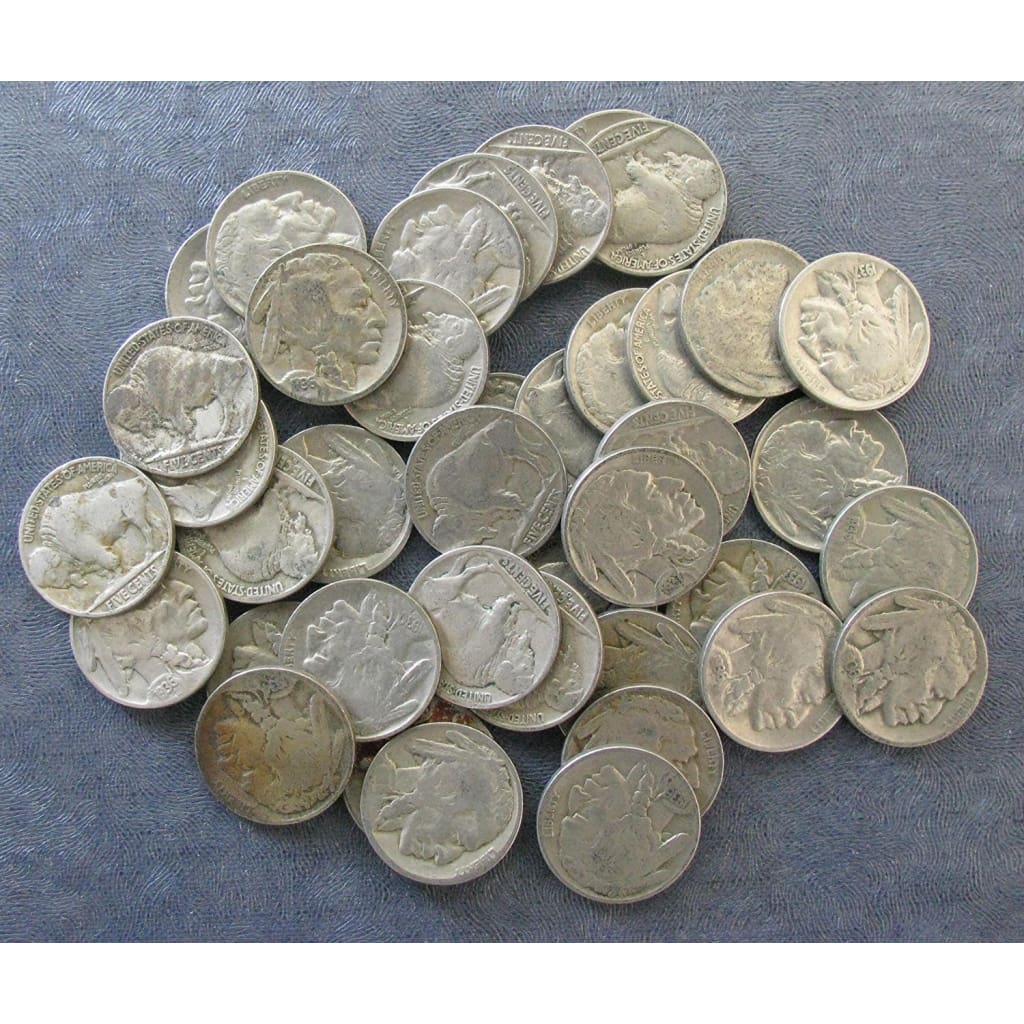 40 (Roll) Mixed Date Buffalo Nickels Good or Better Full Dates