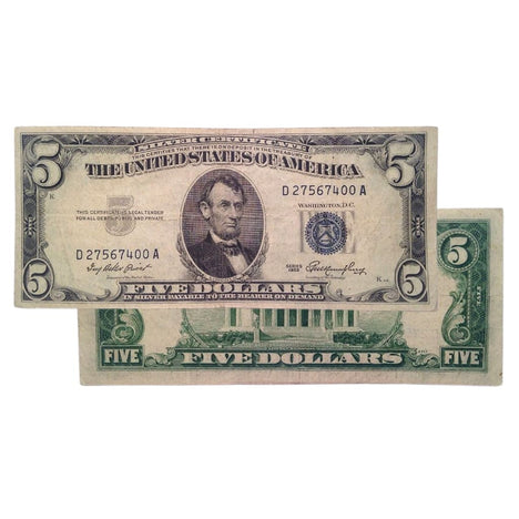 $5 - 1953 Blue Seal Silver Certificate - Extra Fine