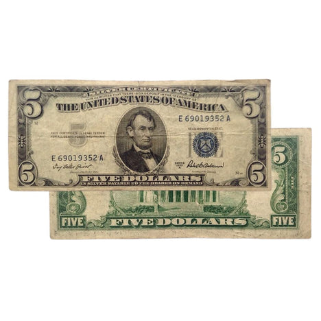 $5 - 1953 Blue Seal Silver Certificate - Fine