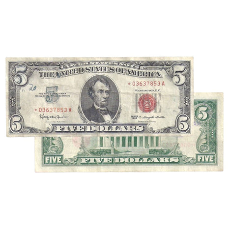 $5 - 1963 Red Seal FRN Star Note - Very Fine
