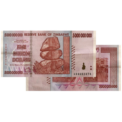 5 Billion Zimbabwe Banknotes 2008 AA/AB Series CIRCULATED