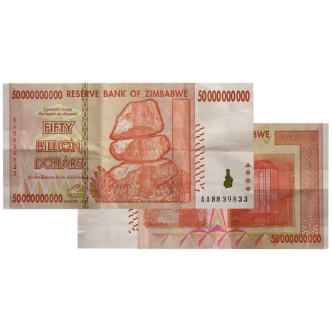 50 Billion Zimbabwe Banknotes 2008 AA/AB Series CIRCULATED