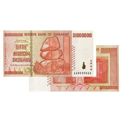 50 Billion Zimbabwe Banknotes 2008 AA/AB Series Uncirculated