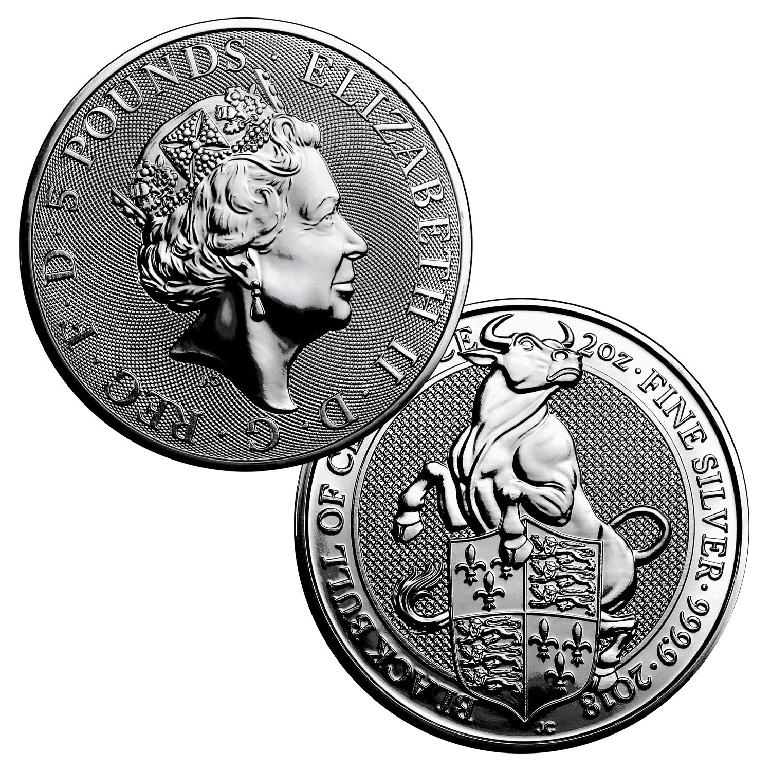 2018 Great Britain £5 2 oz .9999 Silver Queen's Beasts The Black Bull