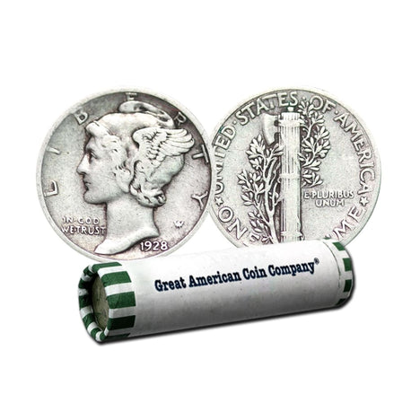 90% Silver Mercury Dimes $5 Face (Roll of 50) Circulated