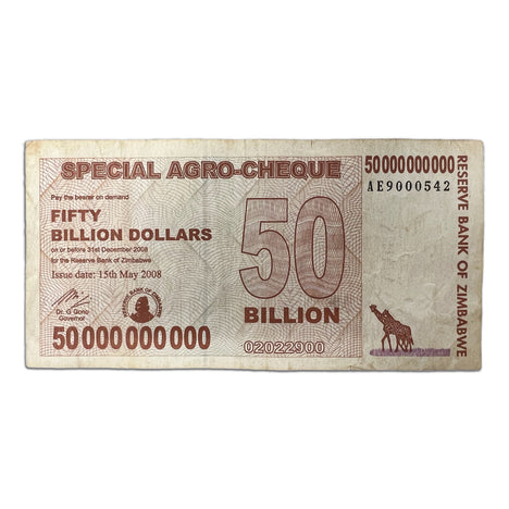 50 Billion Zimbabwe AGRO-CHEQUE Circulated 2008