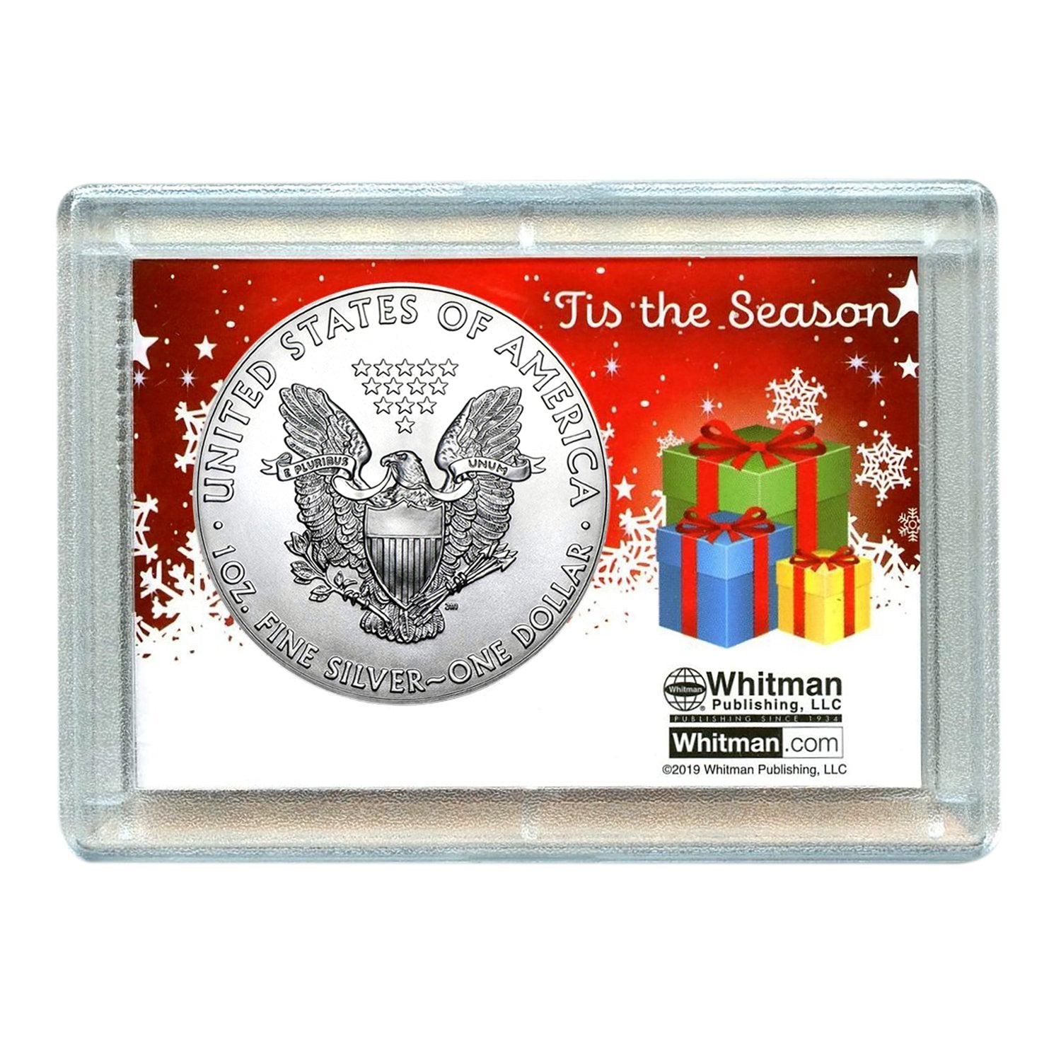 2020 $1 American Silver Eagle with Christmas Tree Holiday Gift Holder