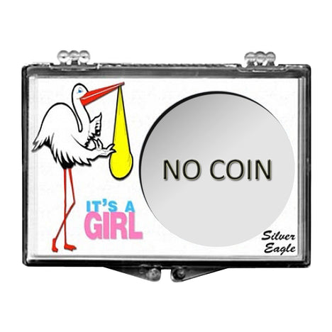 Silver Eagle Snaplock Holder - "It's A Girl!" Stork Design No Coin