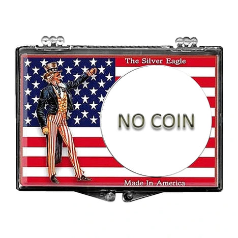 Silver Eagle Snaplock Holder - Uncle Sam with Flag Design No Coin