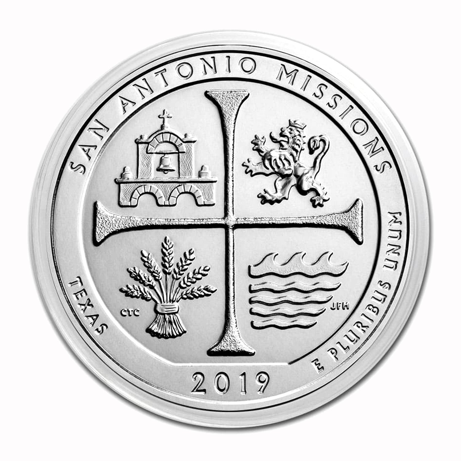 2019 $.25 5 oz Silver America the Beautiful San Antonio Missions National Historical Park, Texas