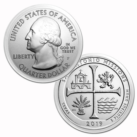 2019 $.25 5 oz Silver America the Beautiful San Antonio Missions National Historical Park, Texas