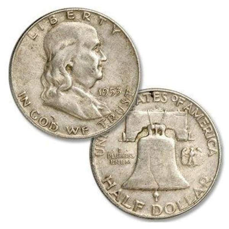90% Silver Franklin Half Dollars Average Circulated