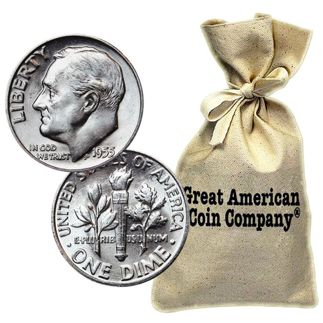 Bag of $1000 Face 90% Silver Roosevelt Dimes BU