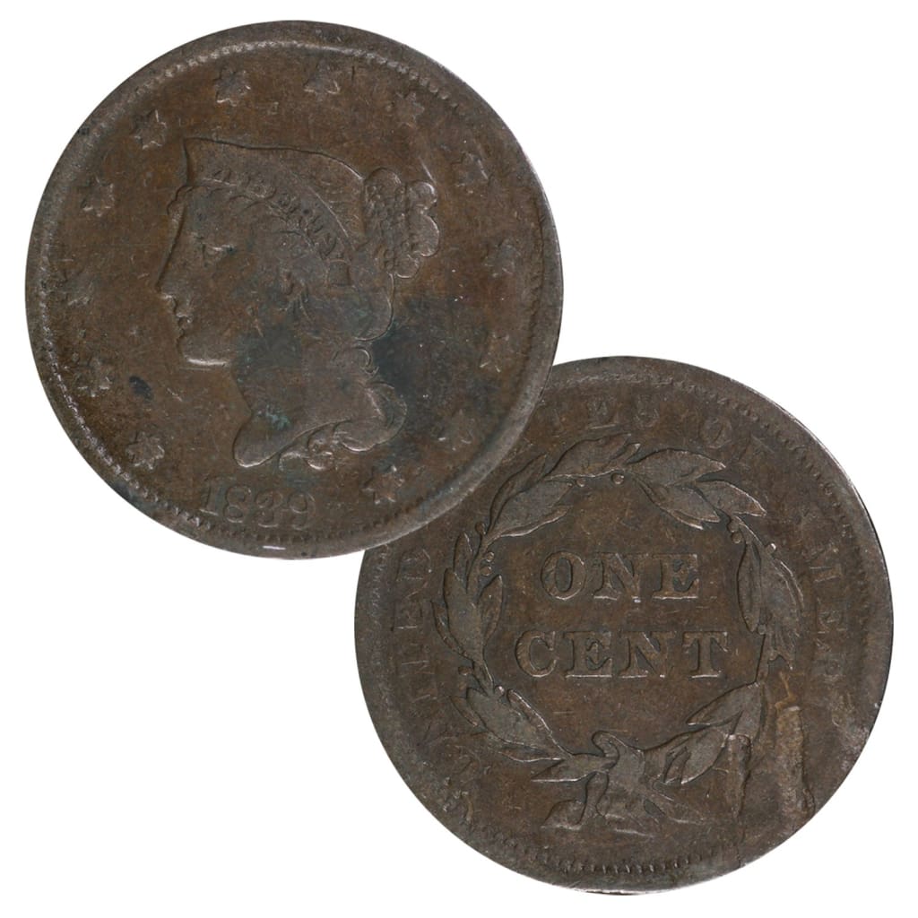 Braided Hair Large Cent in Circulated Condition