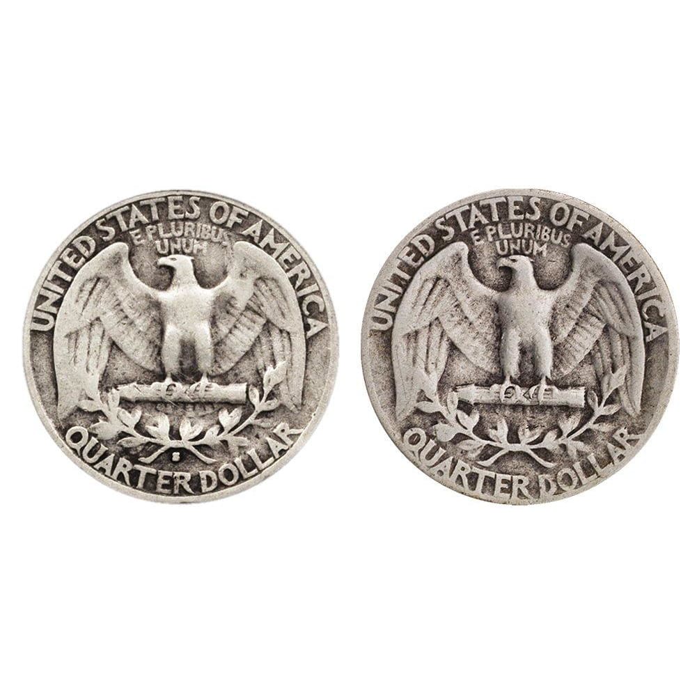 Count of 2 - 90% Silver Washington Quarters .50c Face Fine