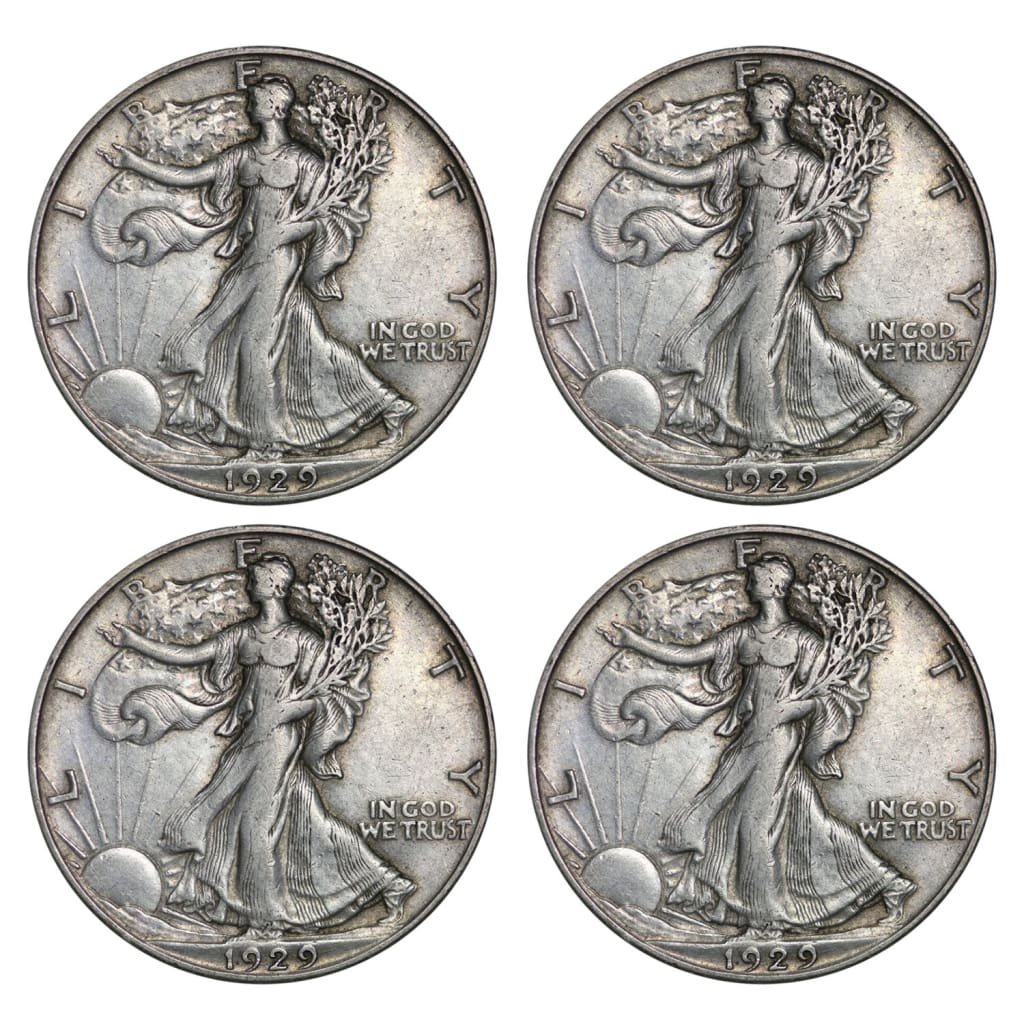 LOT OF 4 - 90% Silver Walking Liberty Half Dollars Circulated (Four Coins)