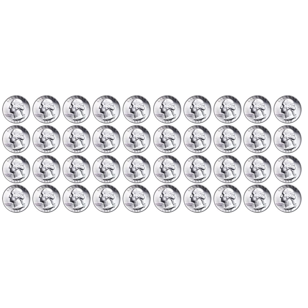 Roll of 40 - 90% Silver Washington Quarters $10 Face BU