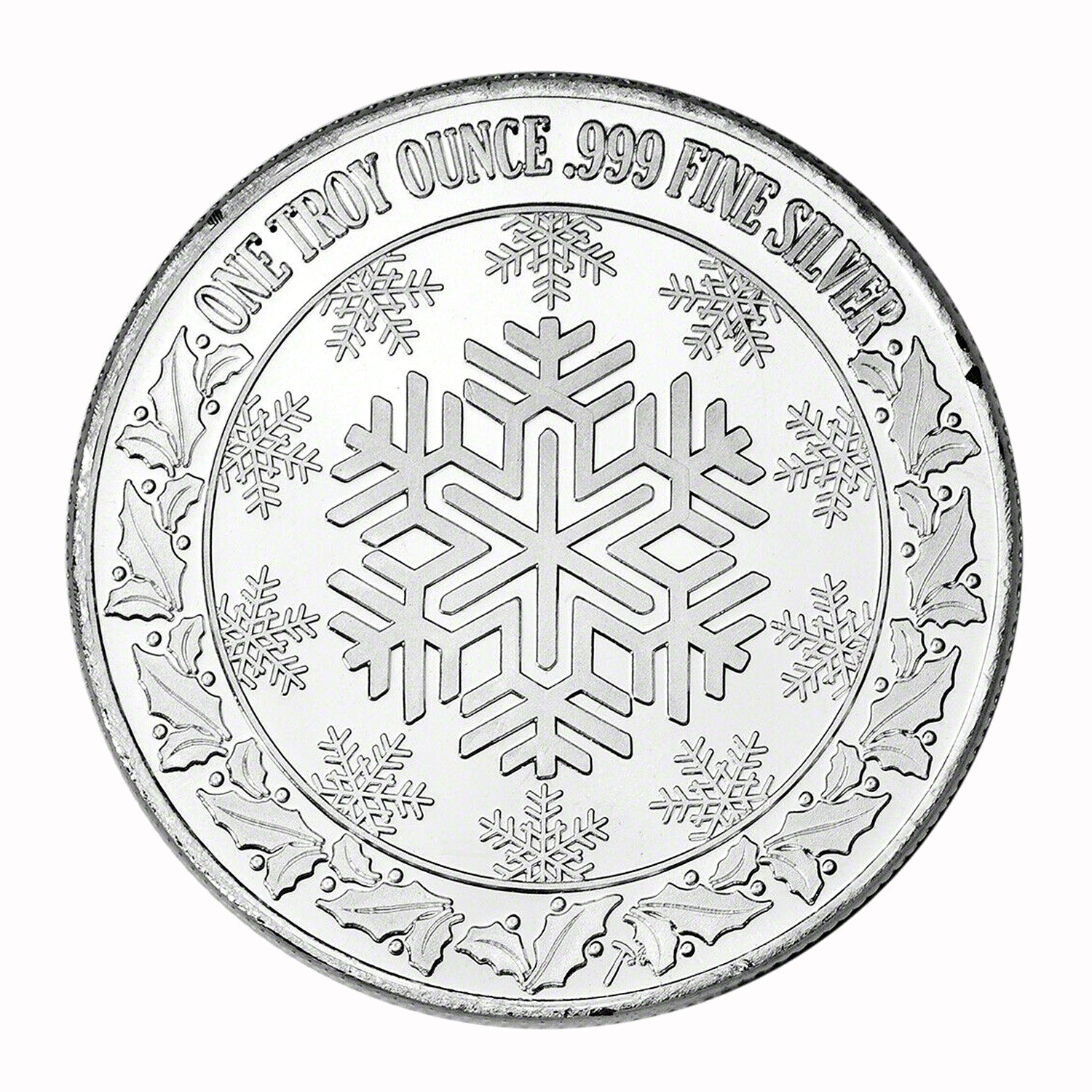 1 Ounce Silvertowne Mint .999 Silver Snowman Tis Christmas Snowflake