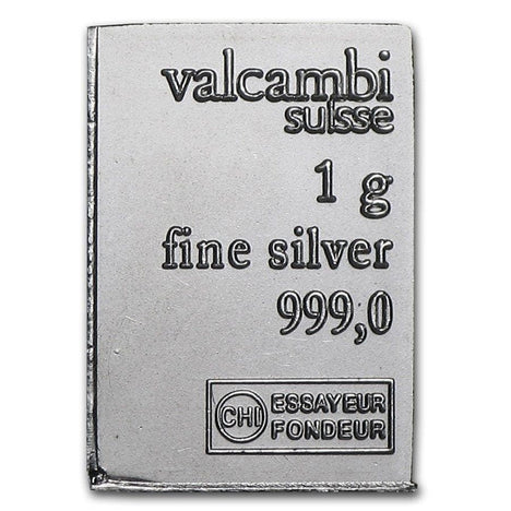 Valcambi Suisse Individual 1 Gram .999 Silver Bars