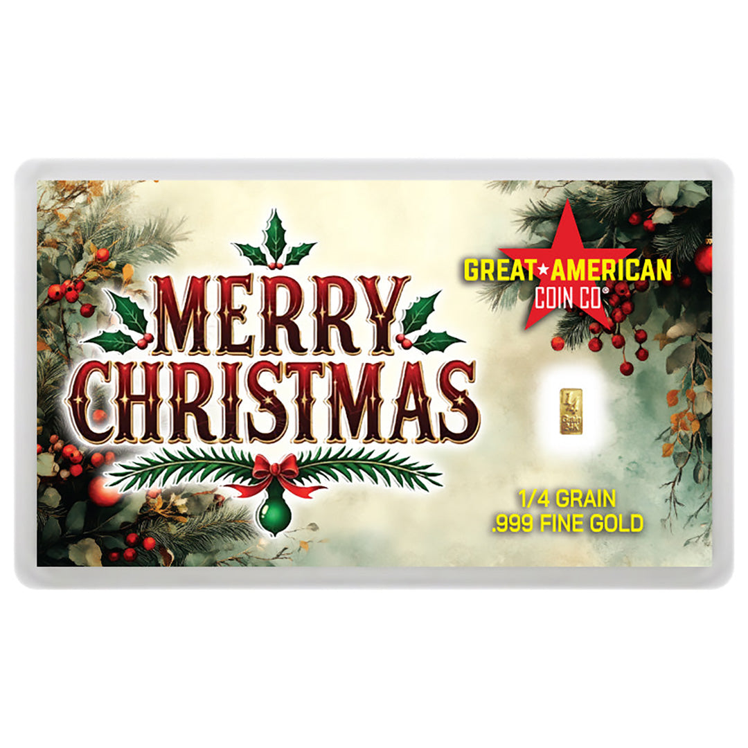 Holiday Fractional Metal Bundle - (4) 1/4 Grain Christmas Assay Cards - 3x .999 Gold + 1x .999 Platinum
