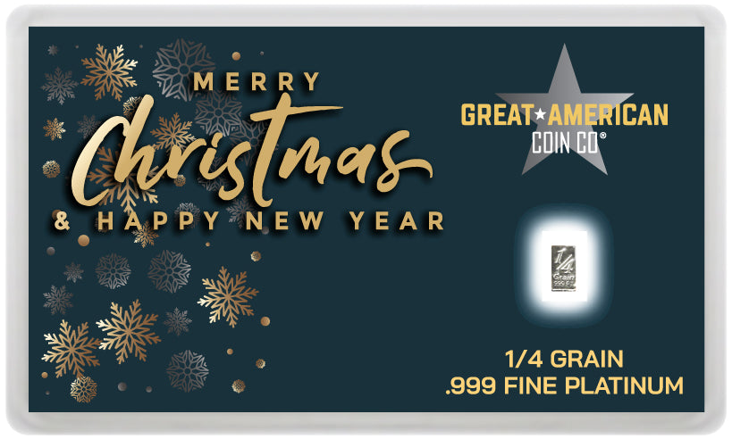 Merry Christmas & New Year - .999 Platinum - 1 /4 GRAIN Bar with Assay Card
