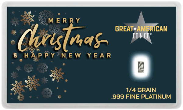 Merry Christmas & New Year - .999 Platinum - 1 /4 GRAIN Bar with Assay