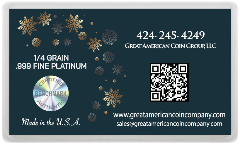 Merry Christmas & New Year - .999 Platinum - 1 /4 GRAIN Bar with Assay Card