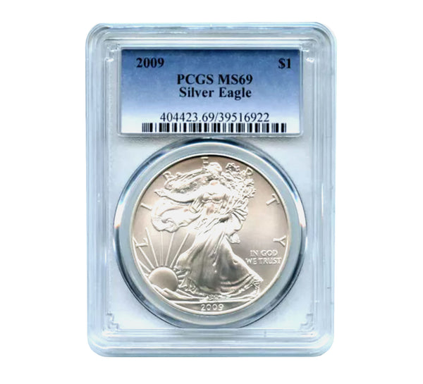純銀.999 1oz プルーフ銀貨 PR69DCAM PCGS鑑定 美麗デザイン 2009 $1 American Silver Eagle MS69 PCGS