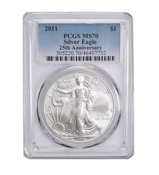 NGC鑑定済み 最高評価　MS70　2011年 アメリカ イーグル銀貨 1oz NGC MS70】2011(S) アメリカ イーグル銀貨 $1 完全未使用 最高鑑定