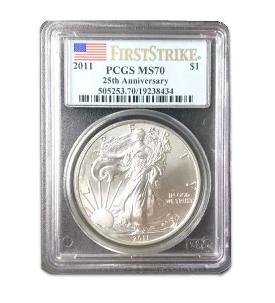 2011年アメリカンイーグル First Strike PCGS MS70 2011 $1 American Silver Eagle MS70 PCGS - 25th Anniversary - First Str