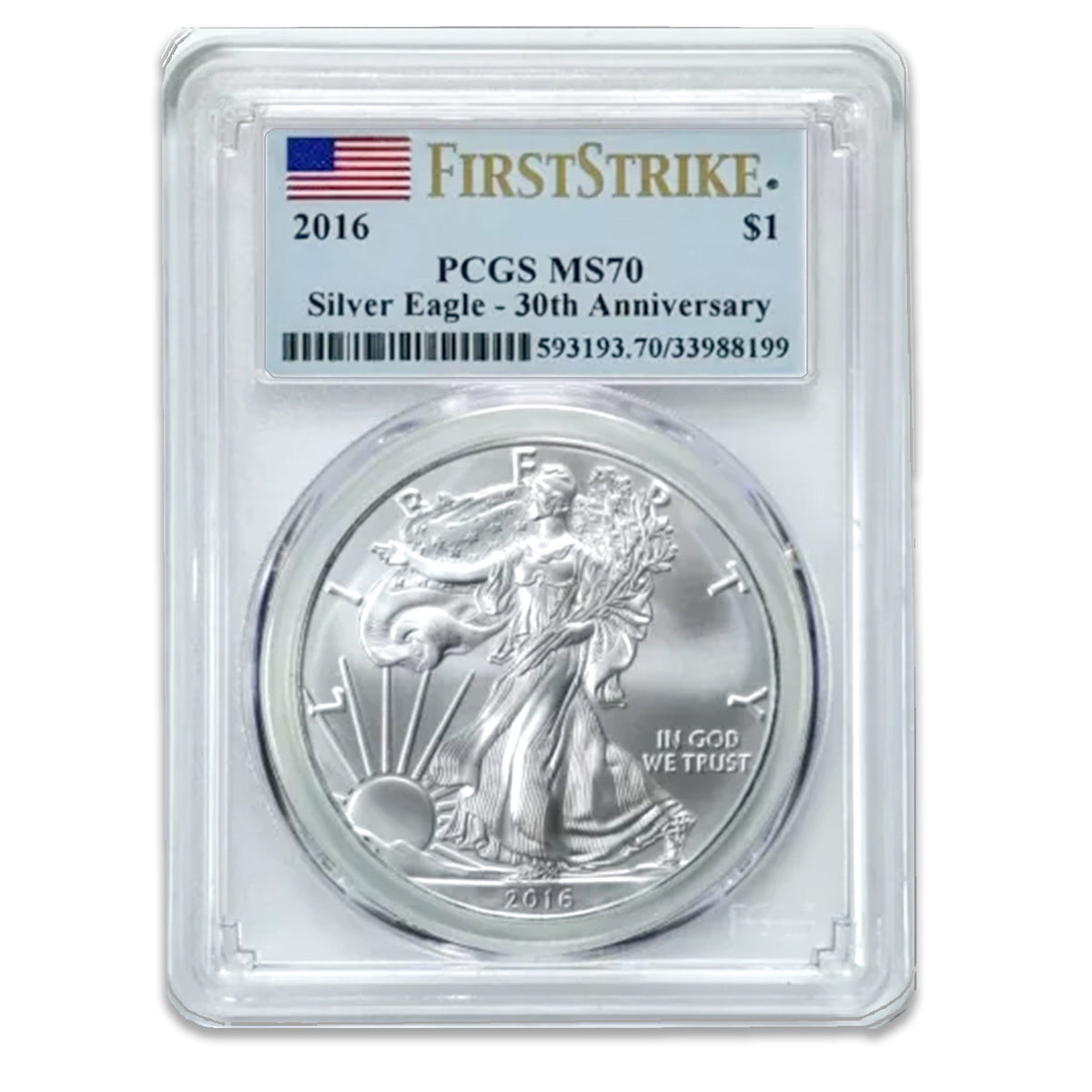 2016 $1 American Silver Eagle MS70 PCGS - First Strike