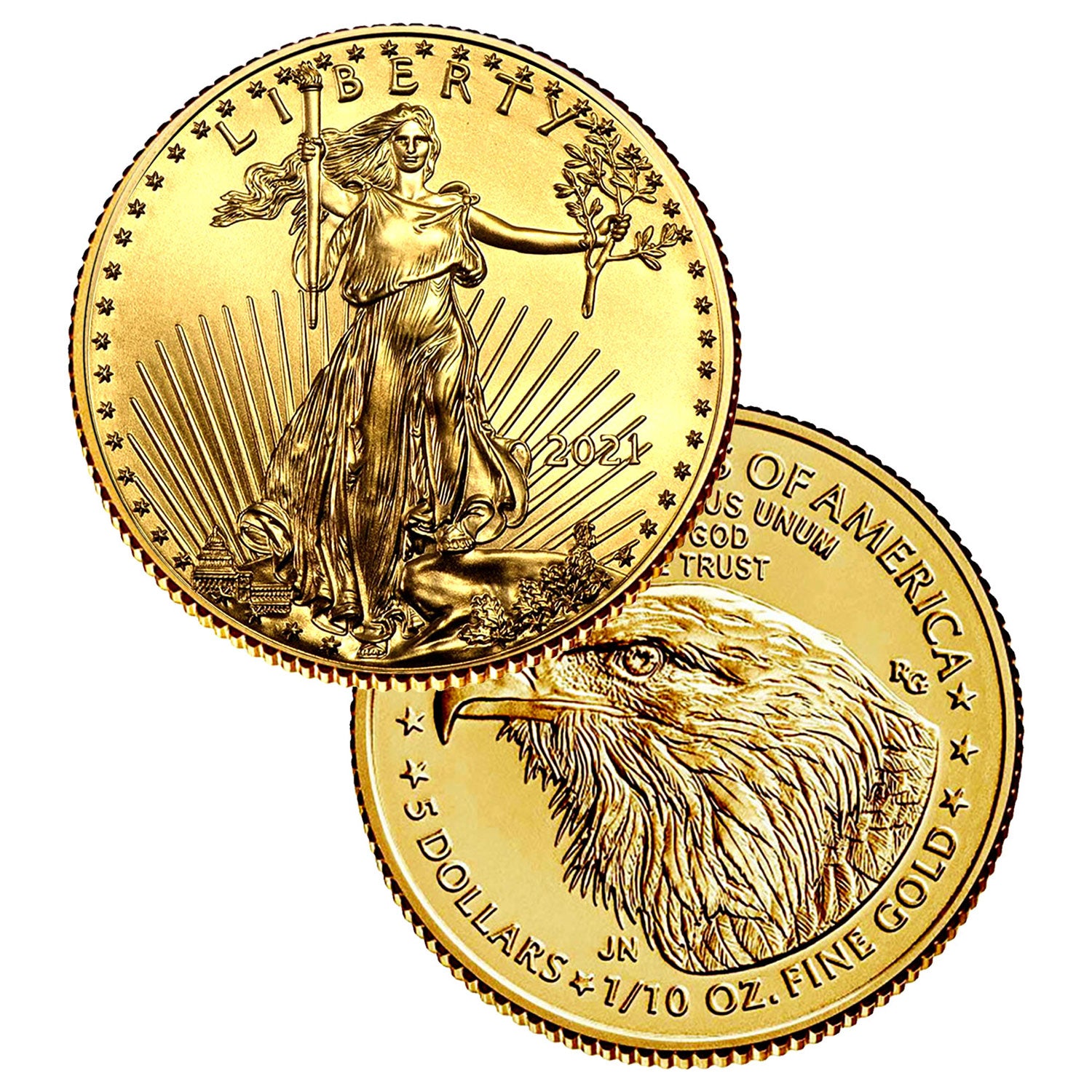 2021 $5 1/10 oz Gold American Eagle BU Brilliant Uncirculated TYPE 2