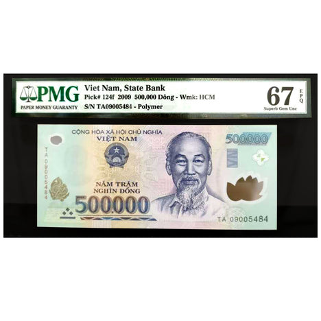 Vietnamese 500,000 Dong Banknote VND PMG Graded 67 EPQ